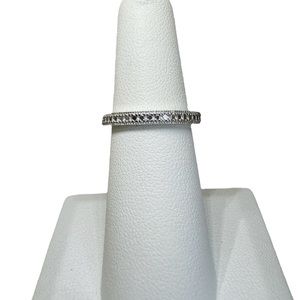 Dainty diamond 925 silver band ring